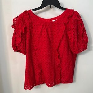 Red lace size L Rachel Parcell top NWT